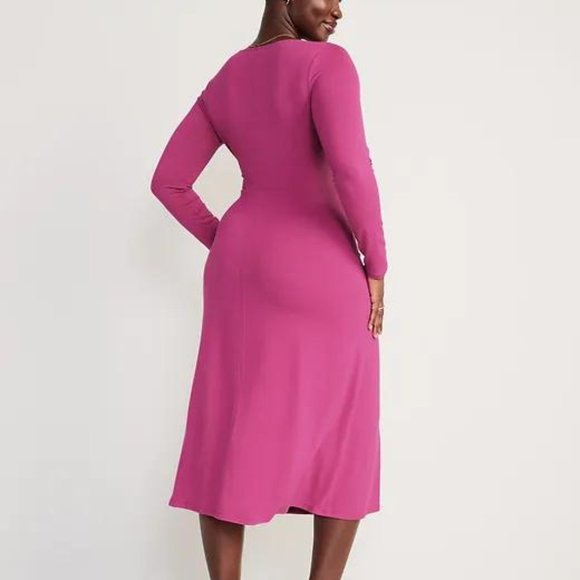 Old Navy Fit & Flare Twist-Front Cutout Midi Dress for Women New - Picture 5 of 8